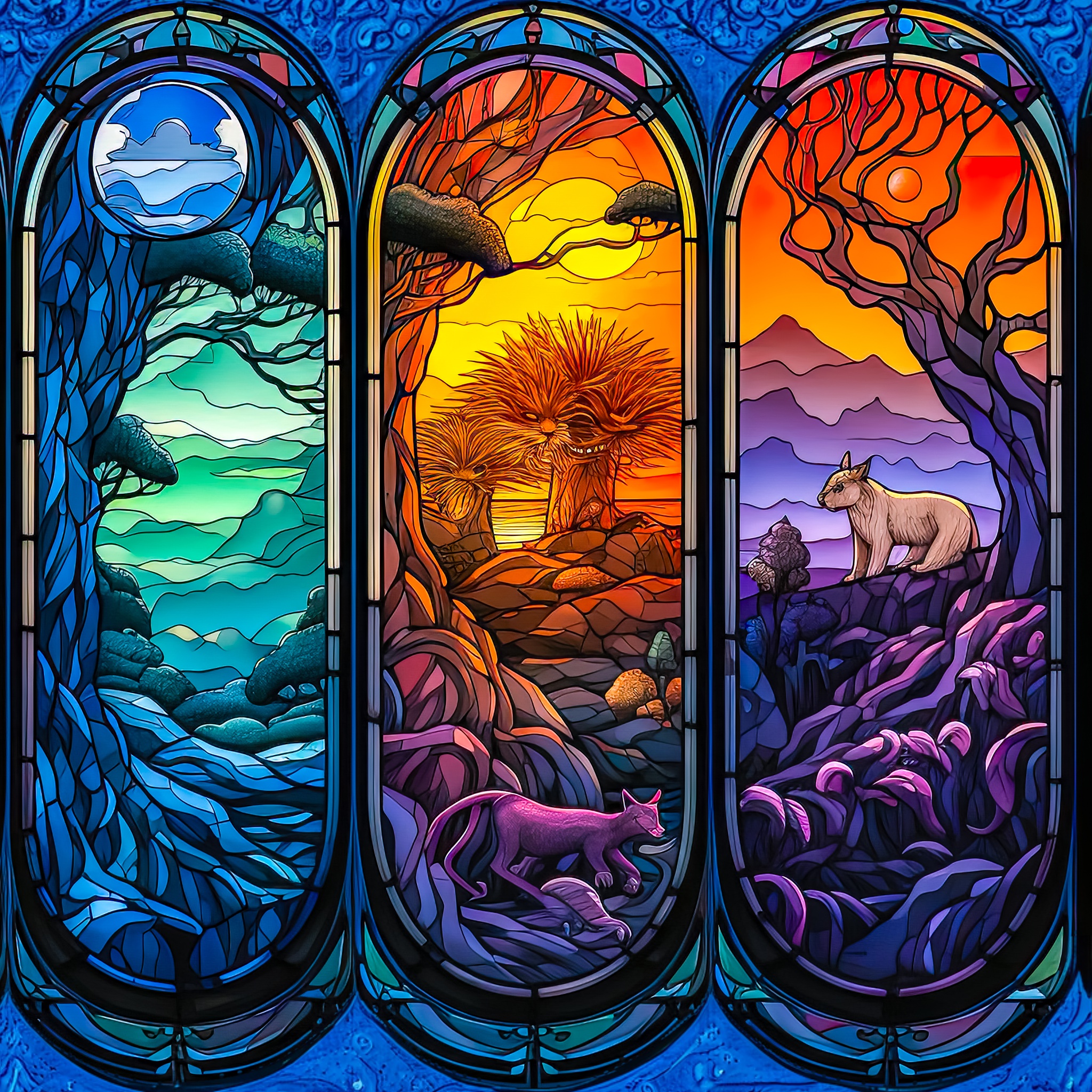Stained glass jungle animals jigsaw puzzle by Gotiva