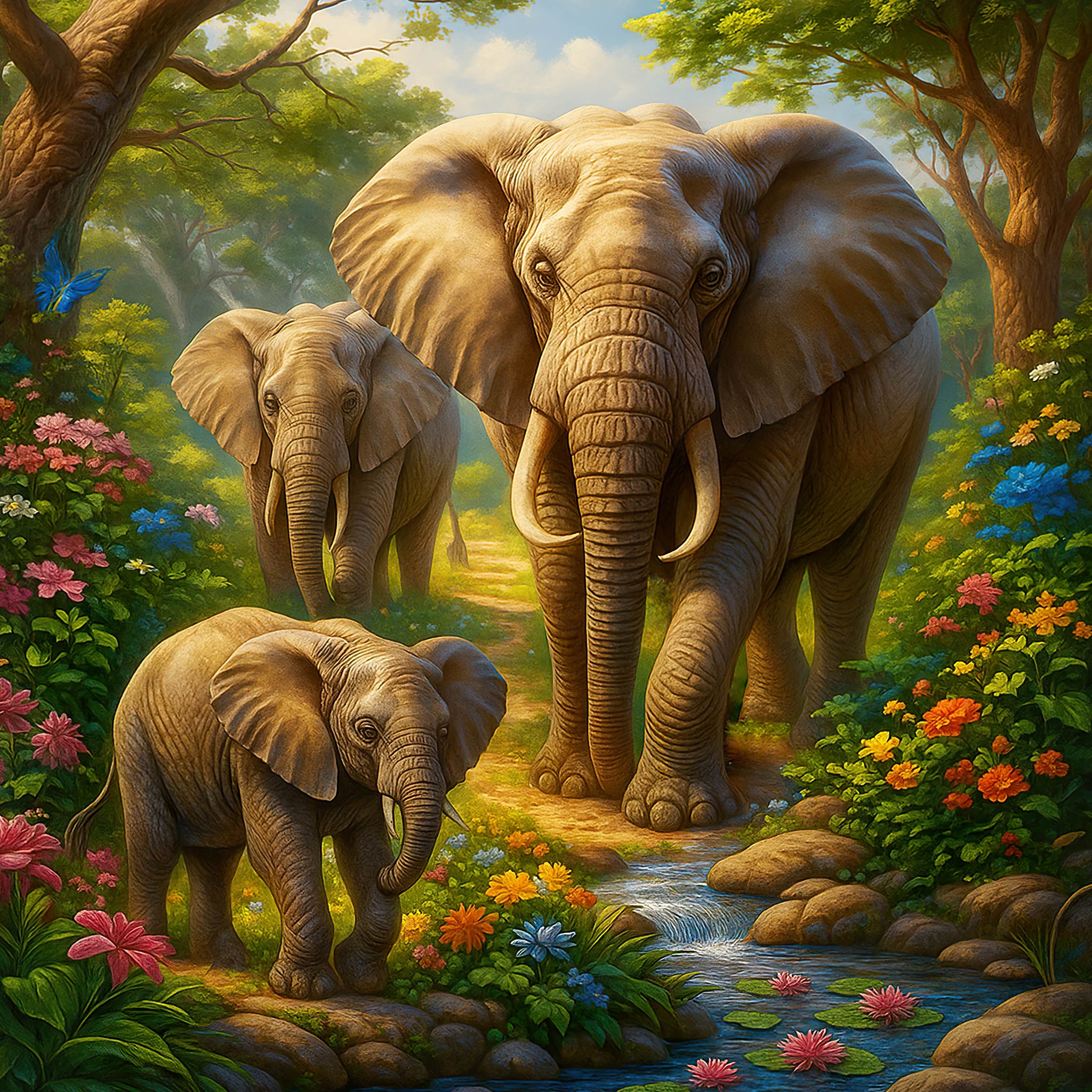 Elephant Family jigsaw puzzle by Gotiva