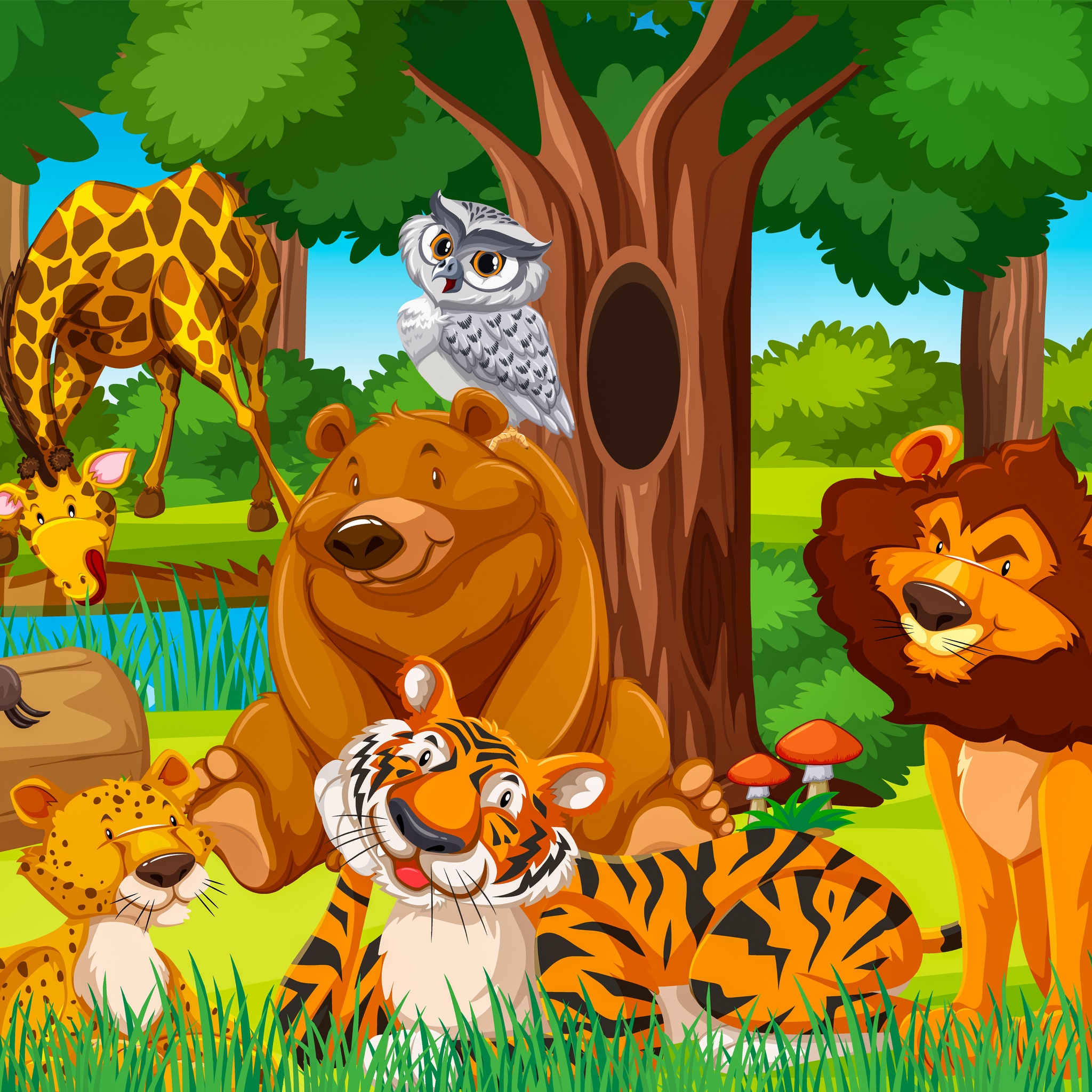 Colorful Cartoonish Animals jigsaw puzzle by Gotiva
