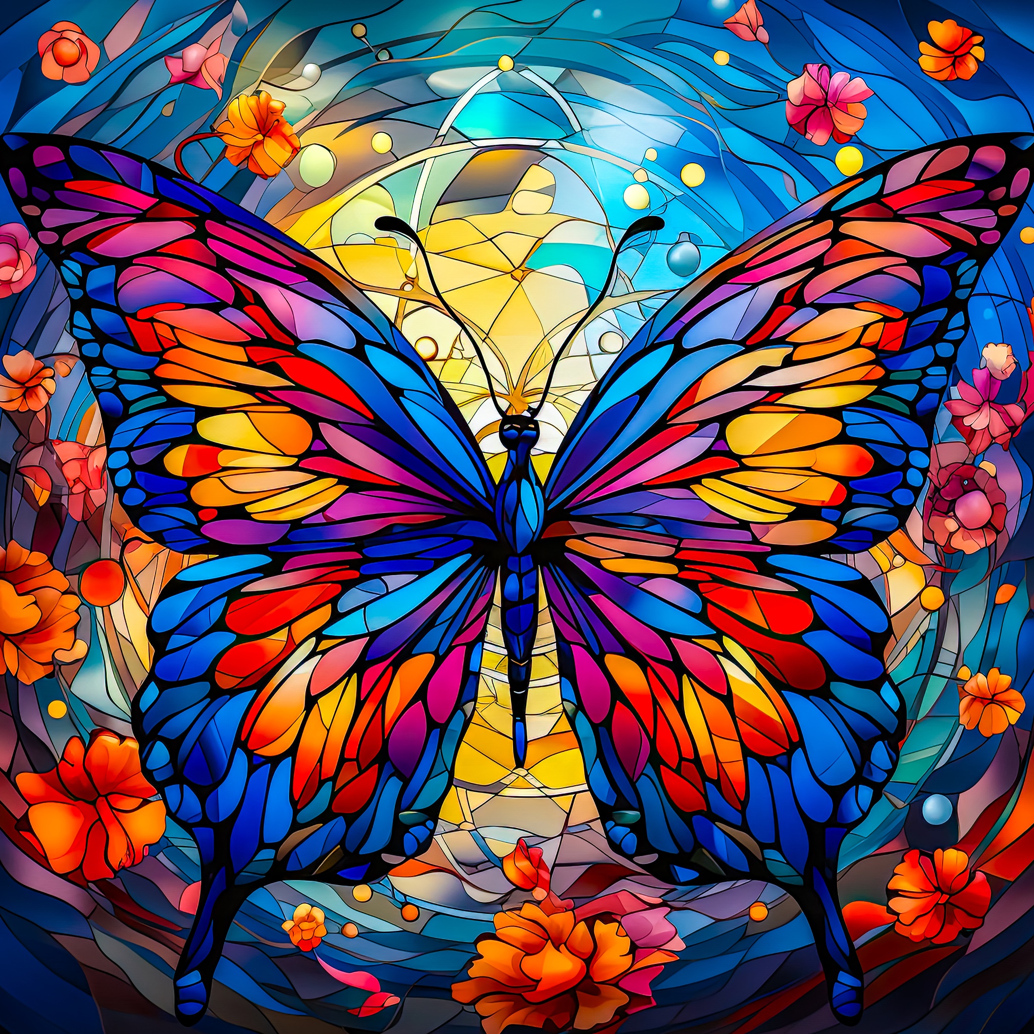Stained glass butterfly jigsaw puzzle by Gotiva