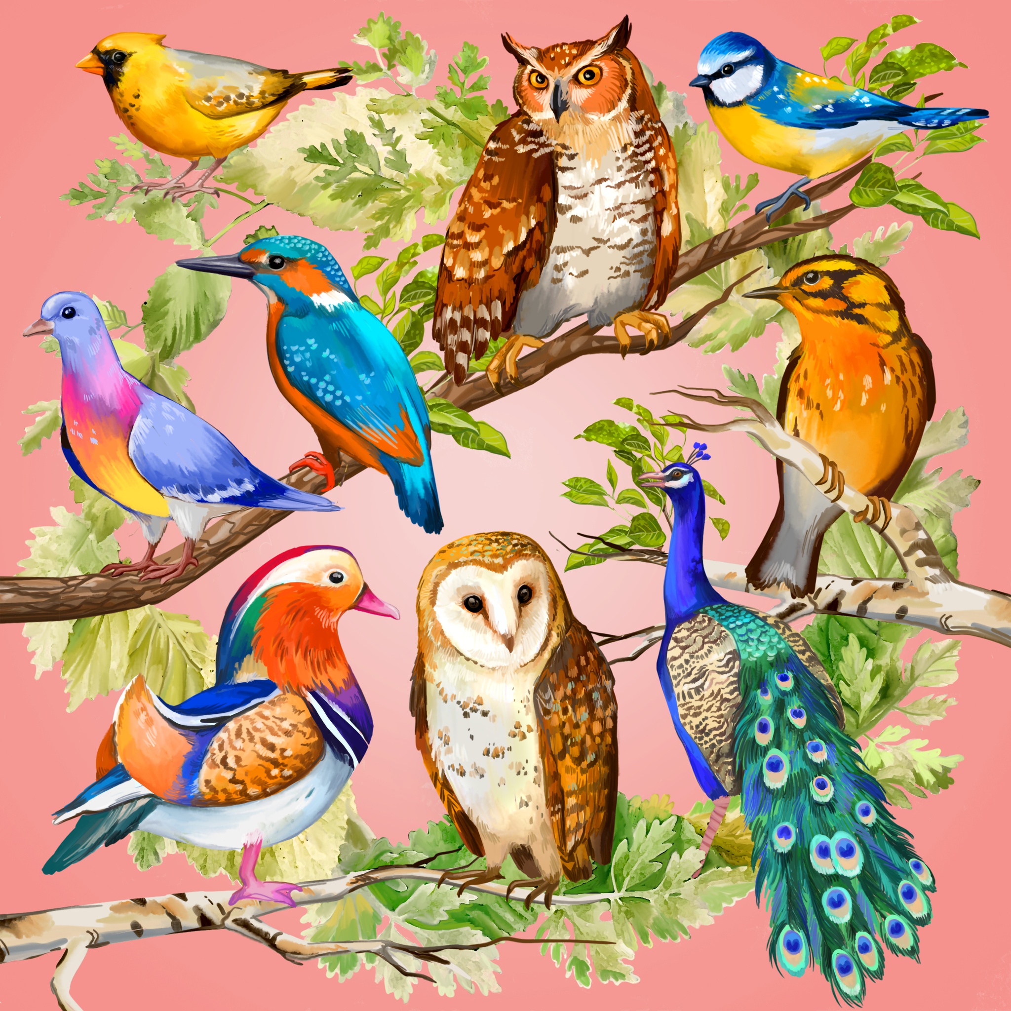 Bird Collage With Gradient jigsaw puzzle by Gotiva