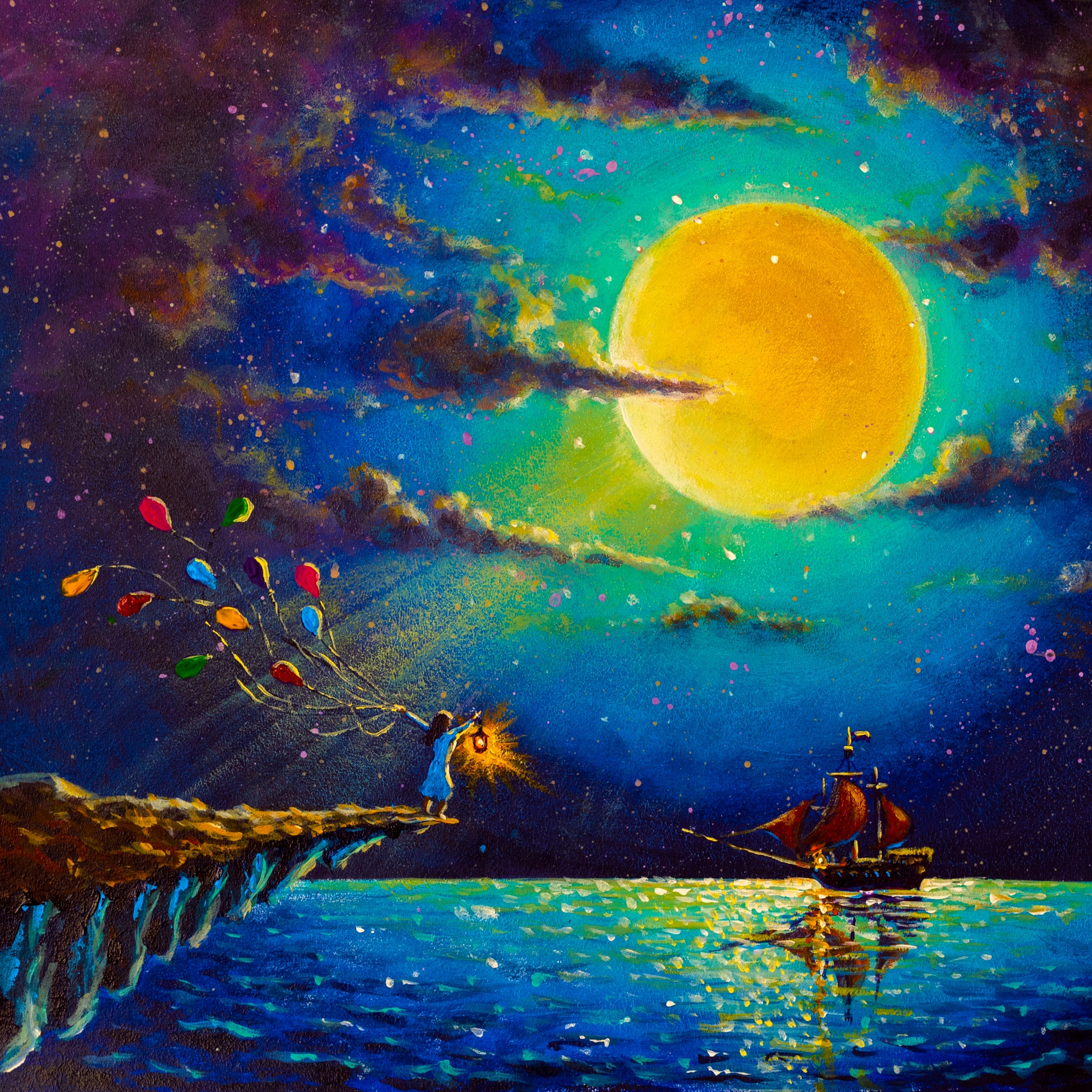 Romantic girl with colorful balloons jigsaw puzzle by Gotiva