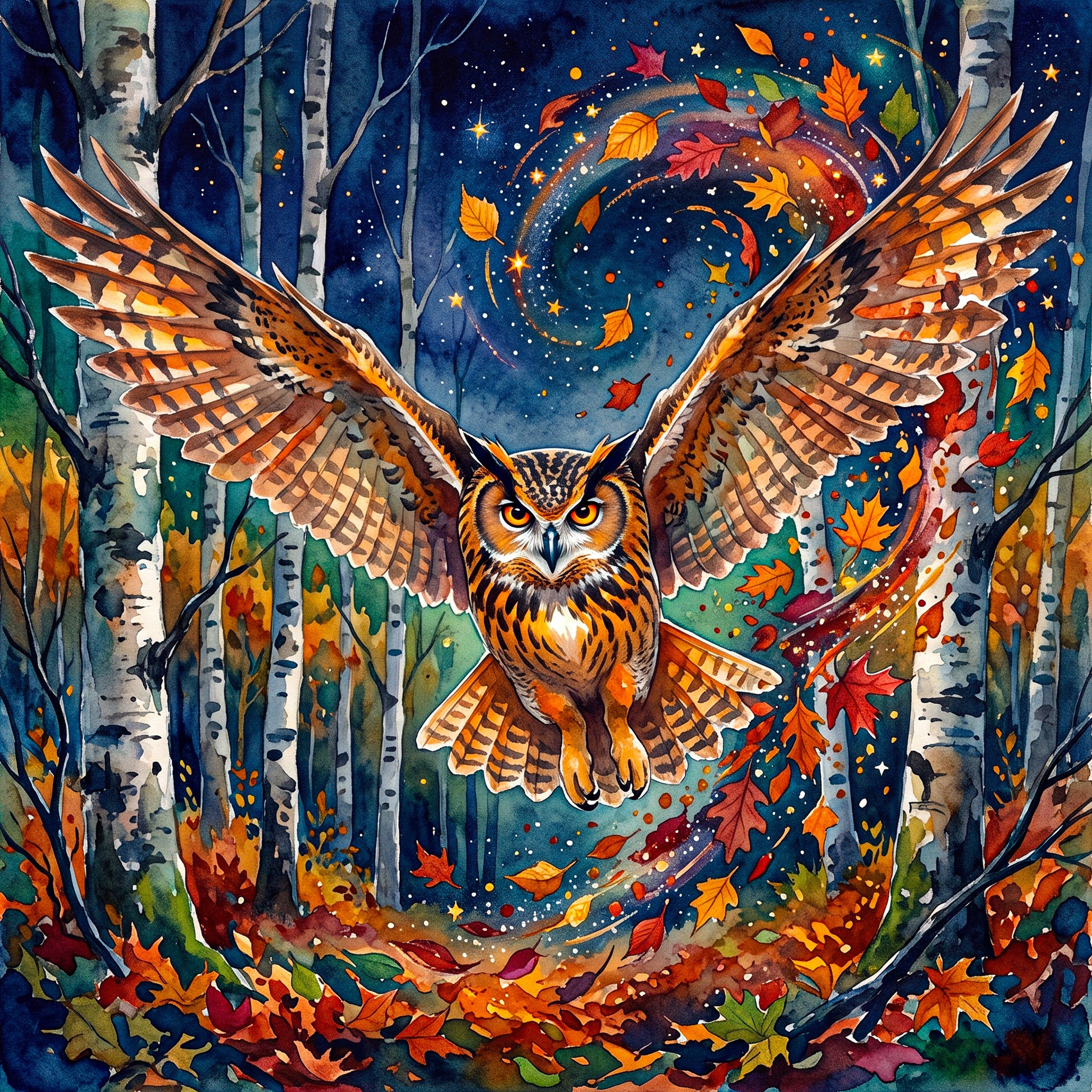 Owl jigsaw puzzle by Angie Watercolors