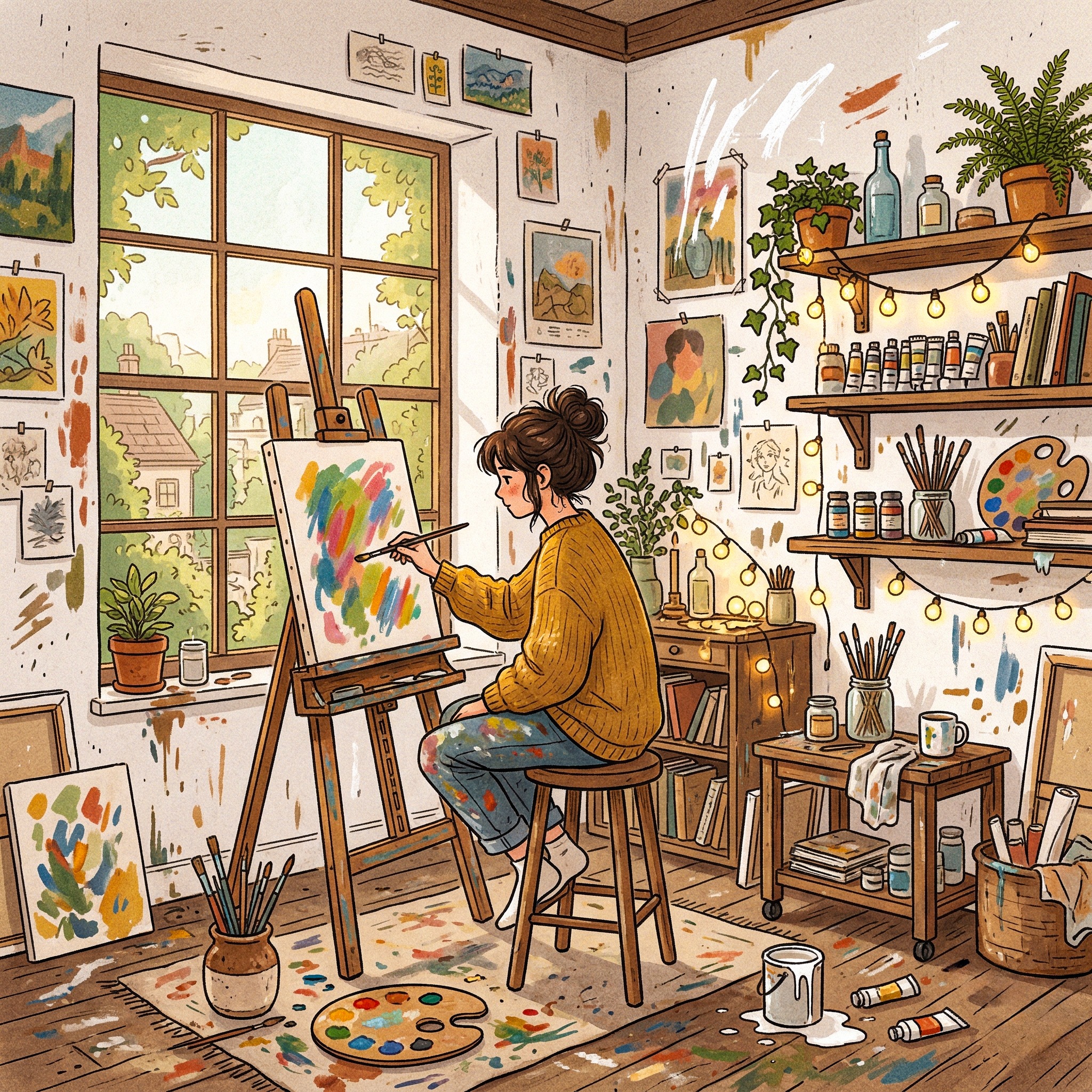 Artist Working jigsaw puzzle by Lofi Canvas