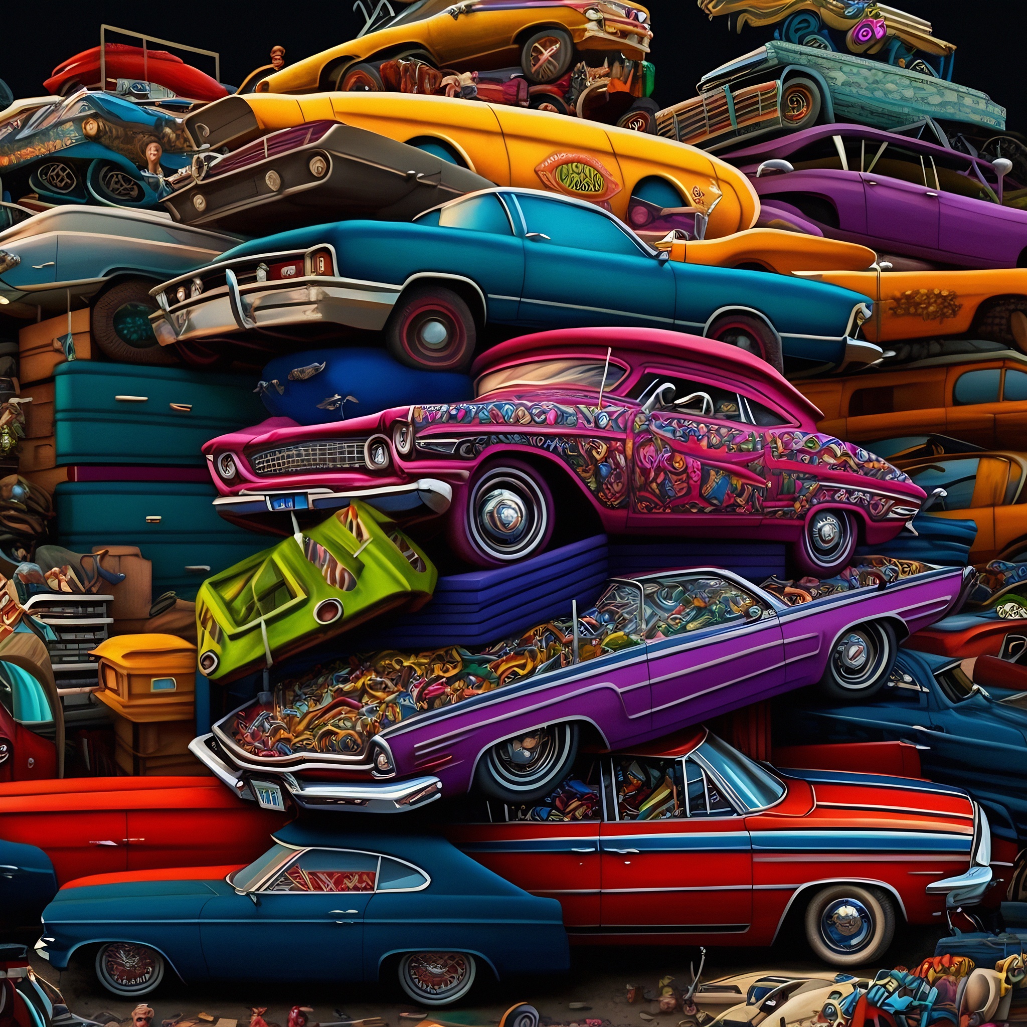 Vintage Cars Stacked jigsaw puzzle by Gotiva