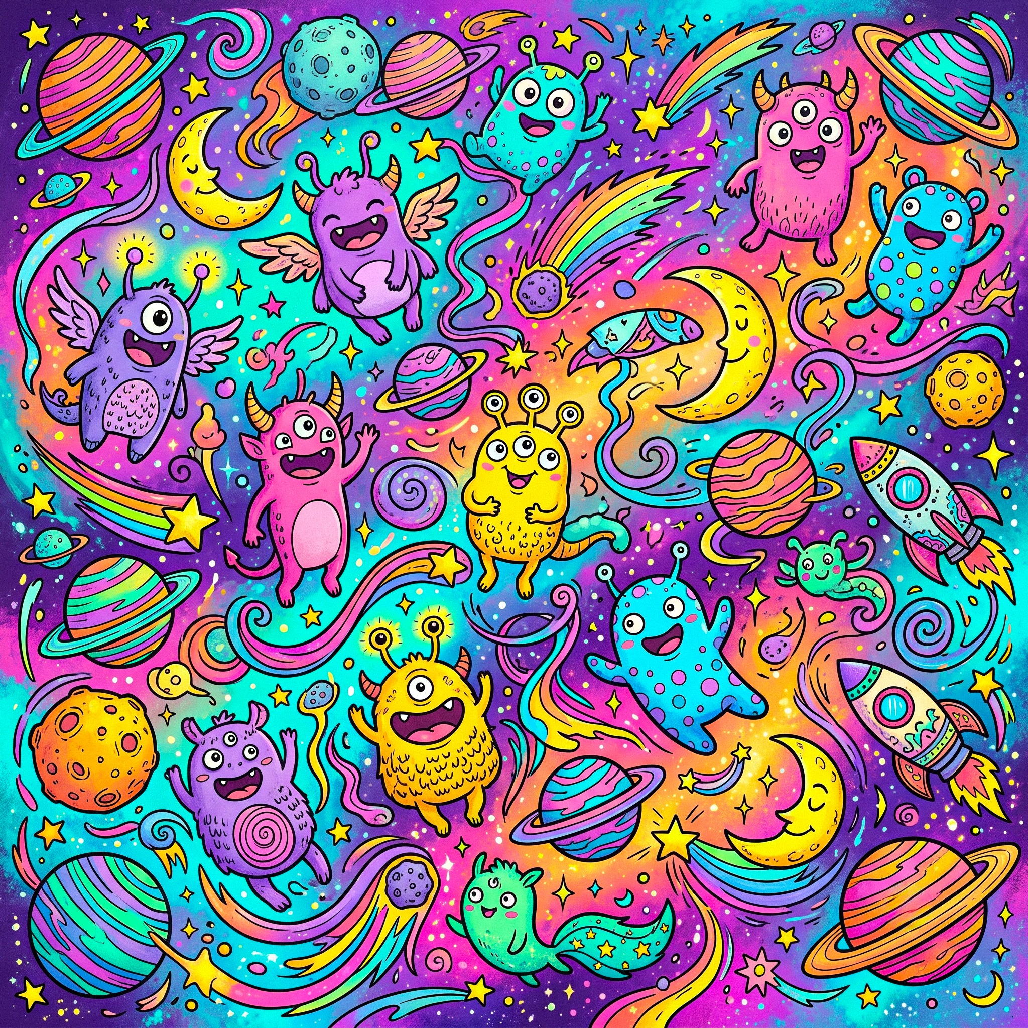 Space pf Aliens jigsaw puzzle by Comic Crumbs by Emma