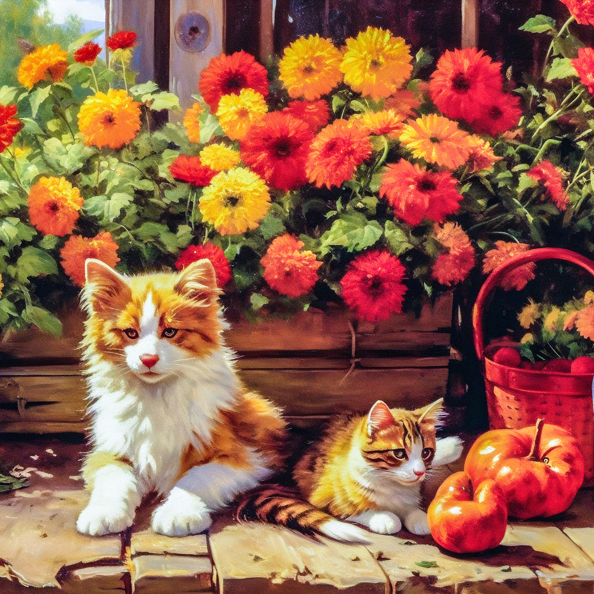 Flowers and kitty jigsaw puzzle by Gotiva
