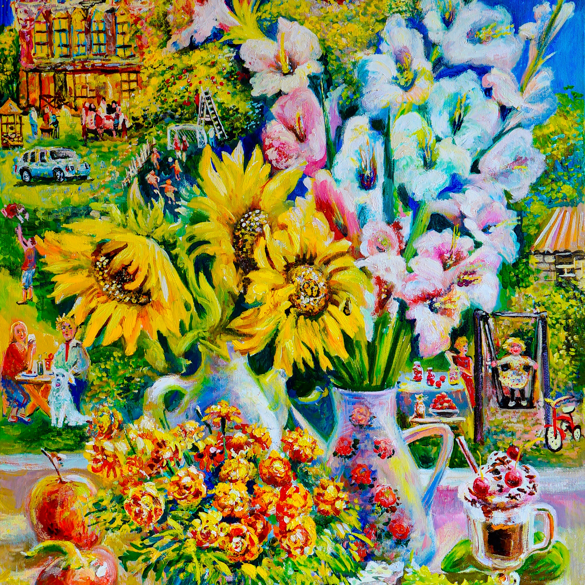 Beautiful Flowers and Breakfast Oil Painting jigsaw puzzle by Gotiva
