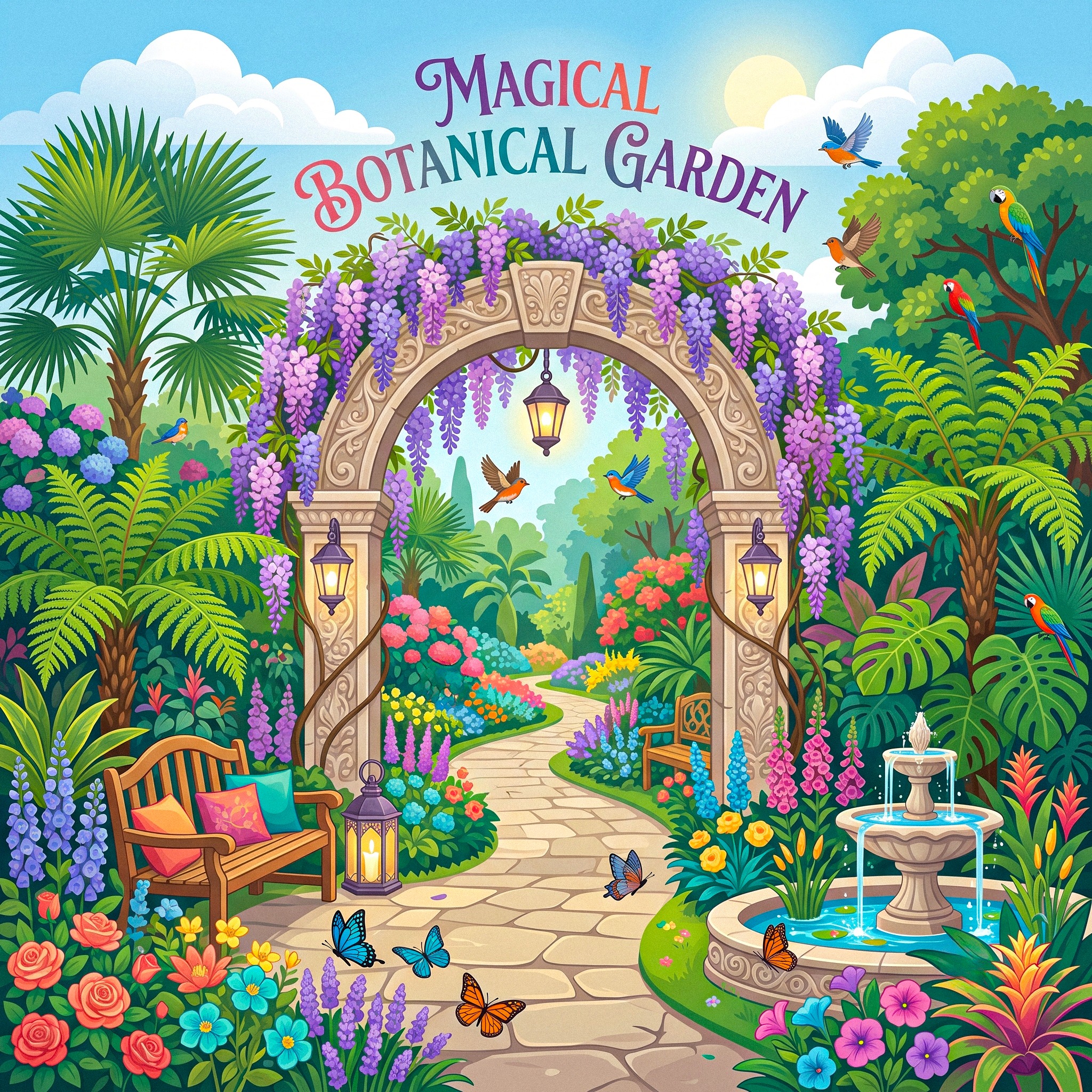 Magical Botanical Garden jigsaw puzzle by Lofi Canvas