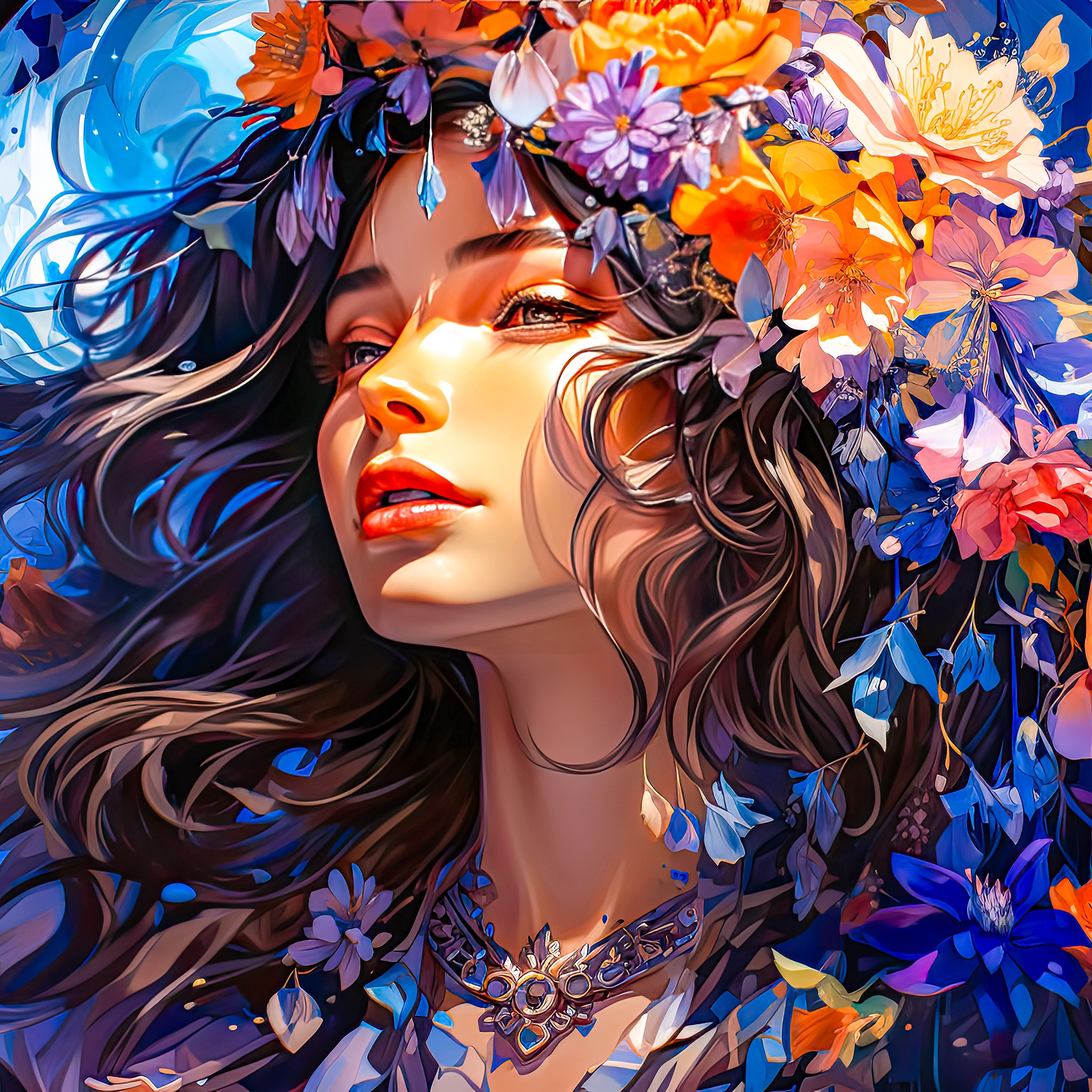 Portrait with flowers  jigsaw puzzle by Gotiva