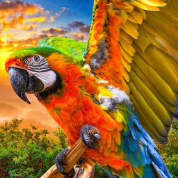 Macaw Parrot Flying In Sunset jigsaw puzzle by Gotiva
