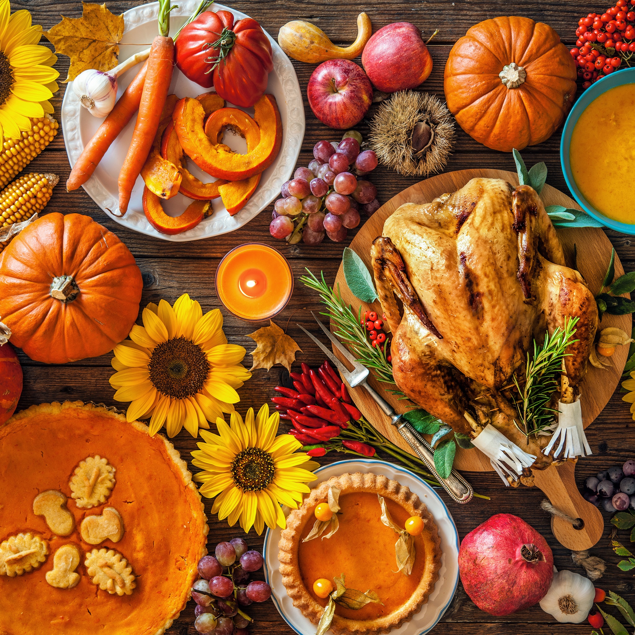 Thanksgiving dinner and sunflower jigsaw puzzle by Gotiva