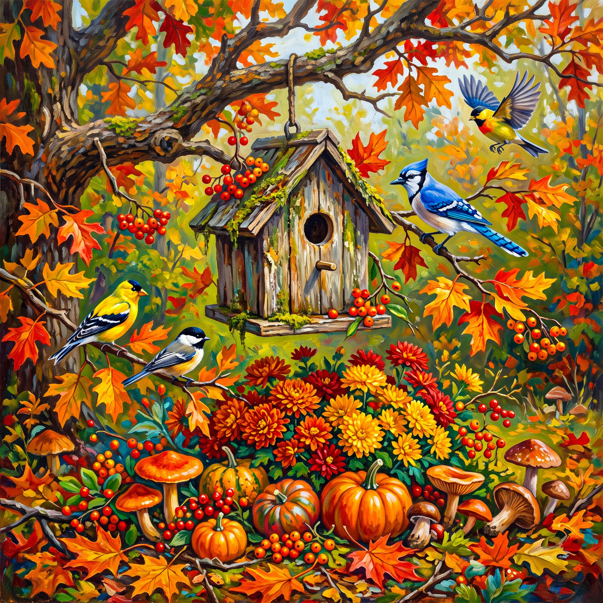 Feeder Meeting jigsaw puzzle by Gotiva
