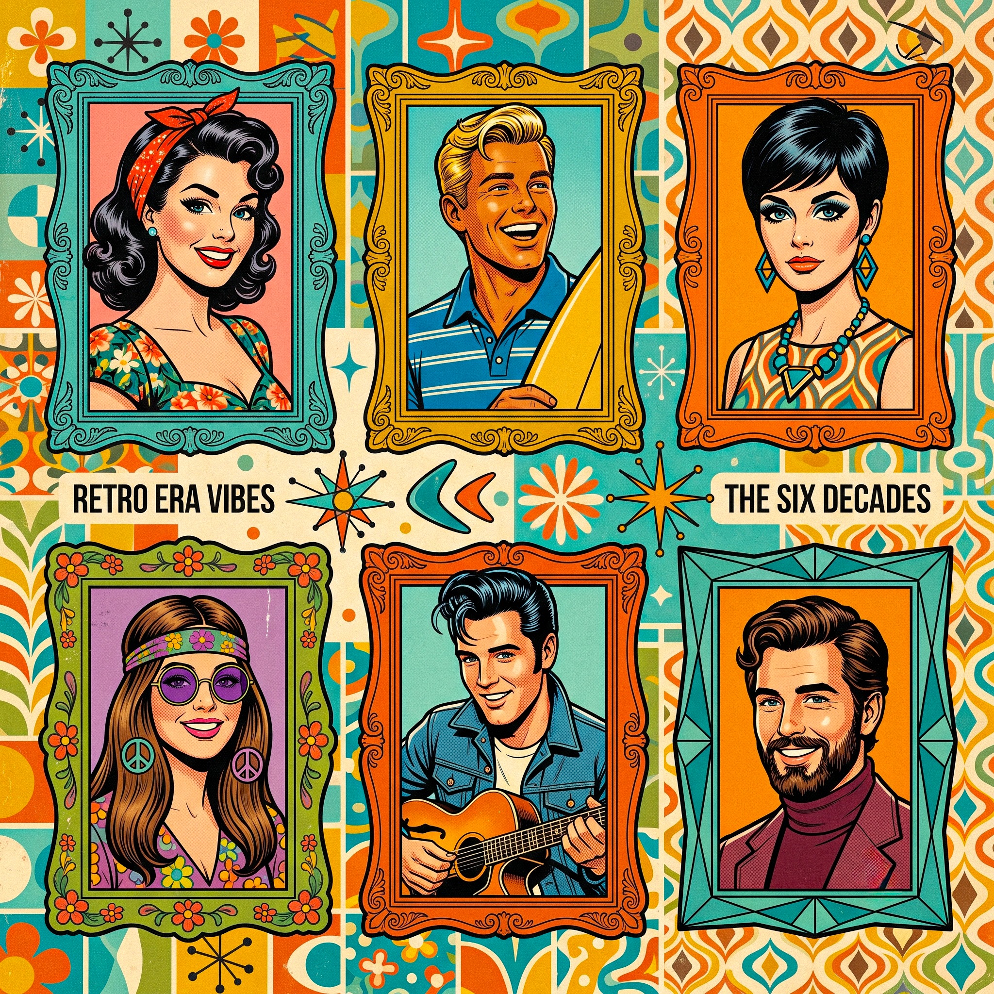 Retro Portraits jigsaw puzzle by Groovy Frames