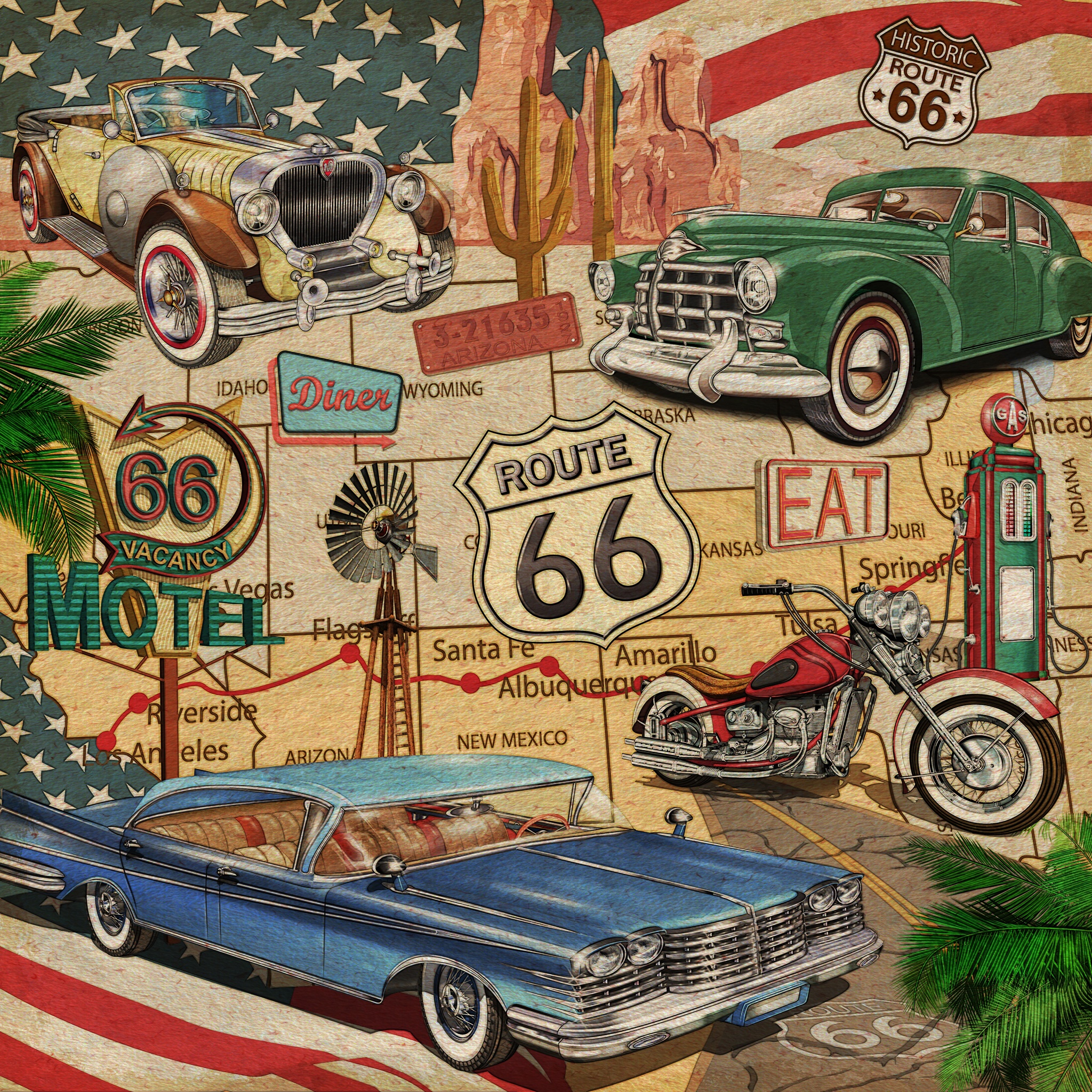 Vintage Route 66 poster jigsaw puzzle by Gotiva