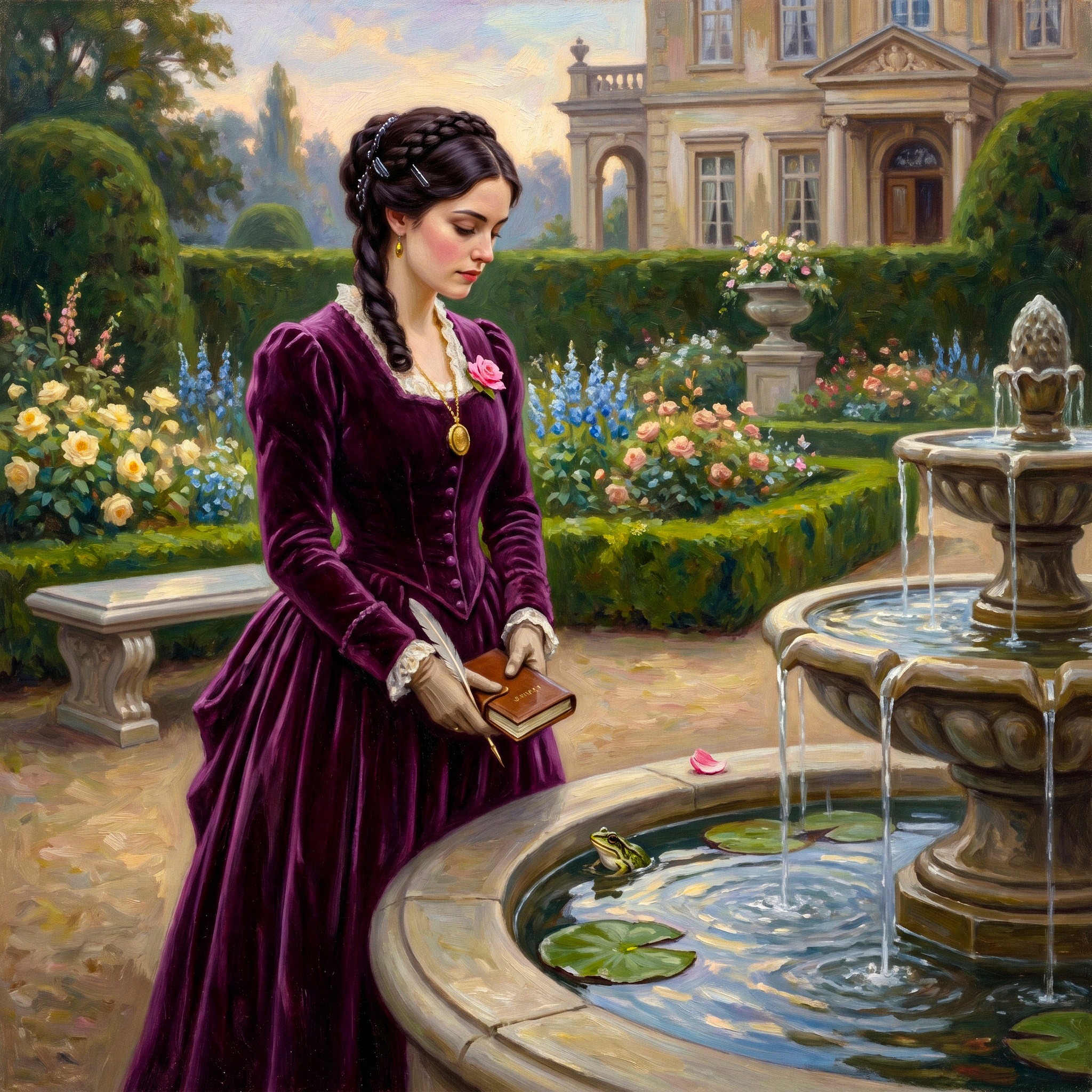 Reflecting by Fountain jigsaw puzzle by Eliza Fairbourne