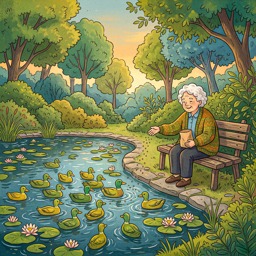 Duck Feeding Granny jigsaw puzzle by Lofi Canvas