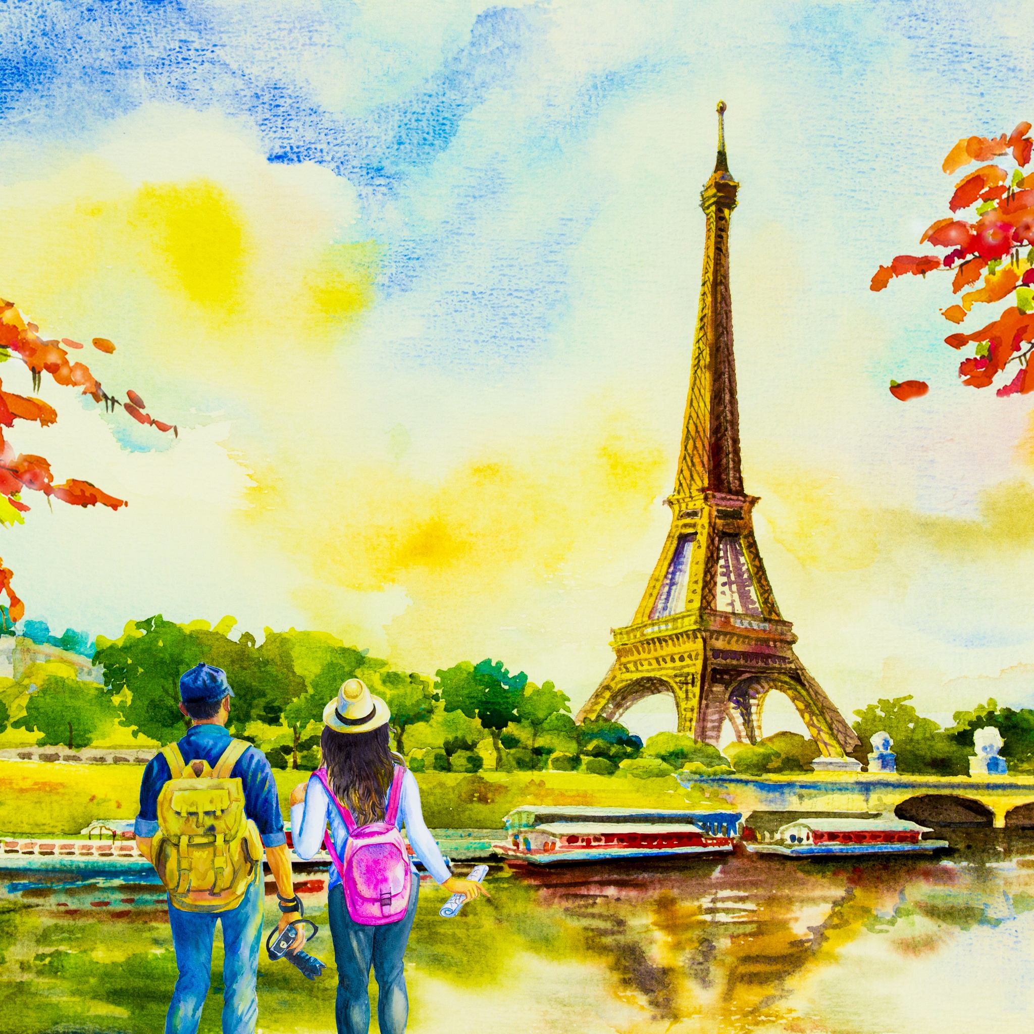 Couple in Paris Oil Painting jigsaw puzzle by Gotiva