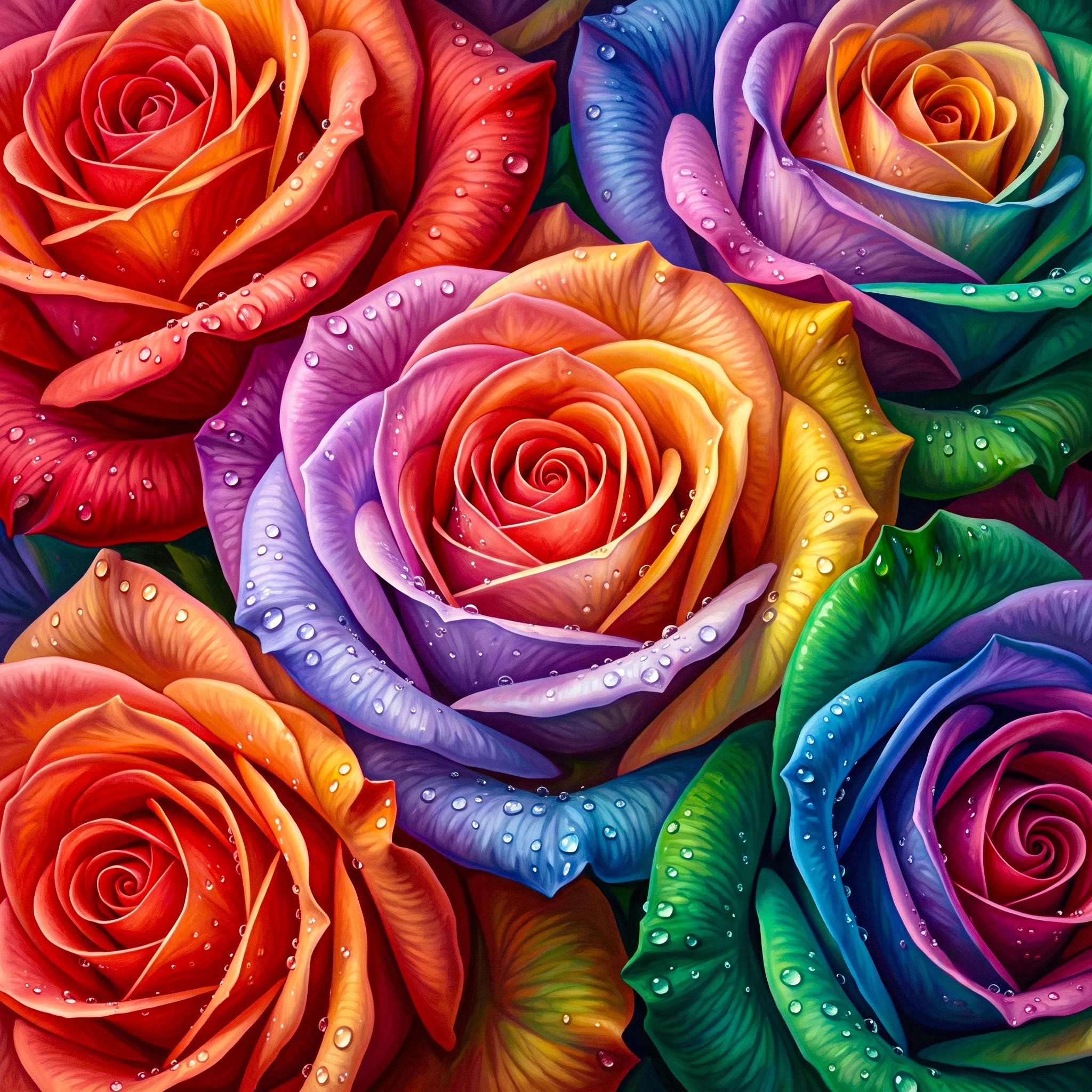 Rainbow Roses jigsaw puzzle by Gotiva