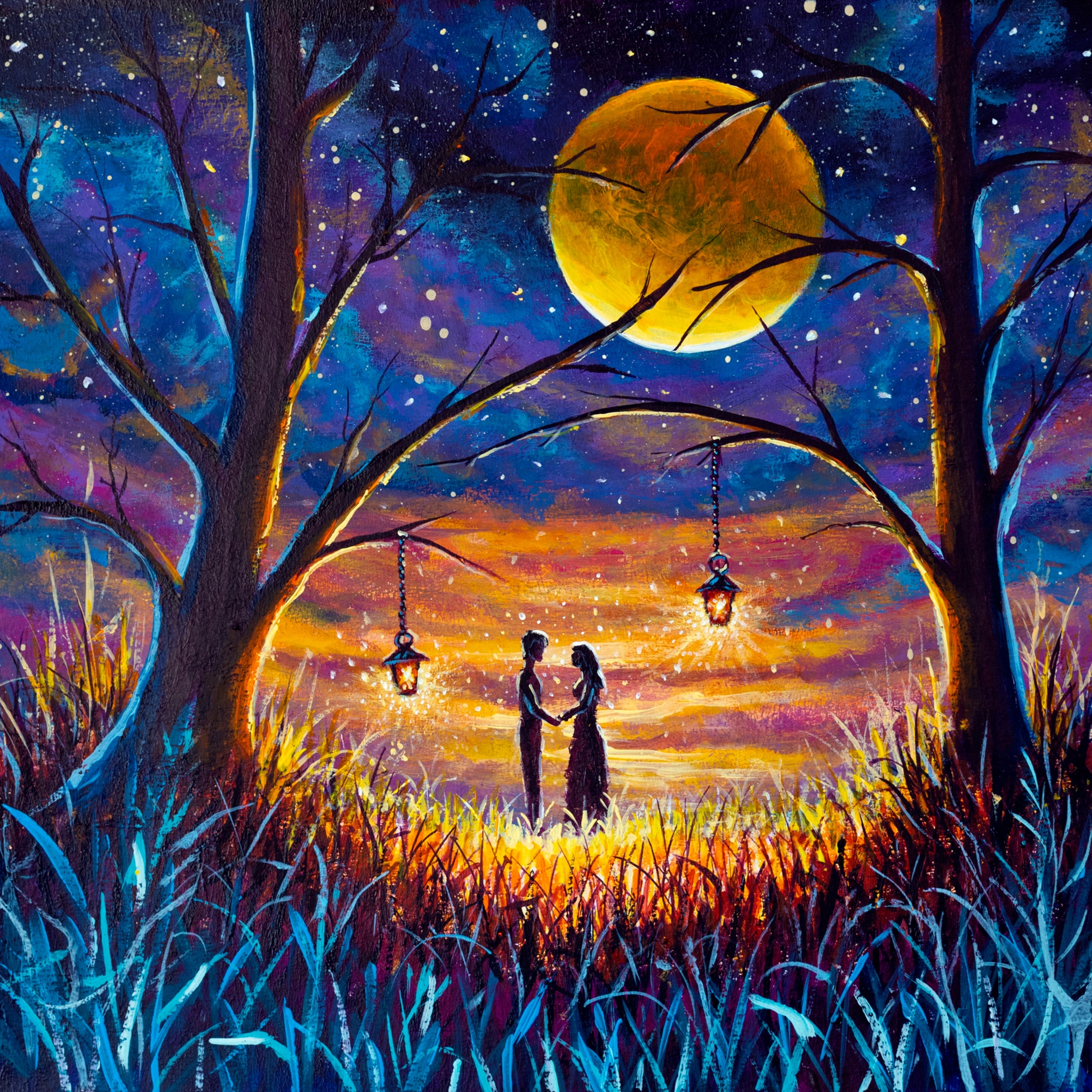 Lovers on night field jigsaw puzzle by Gotiva