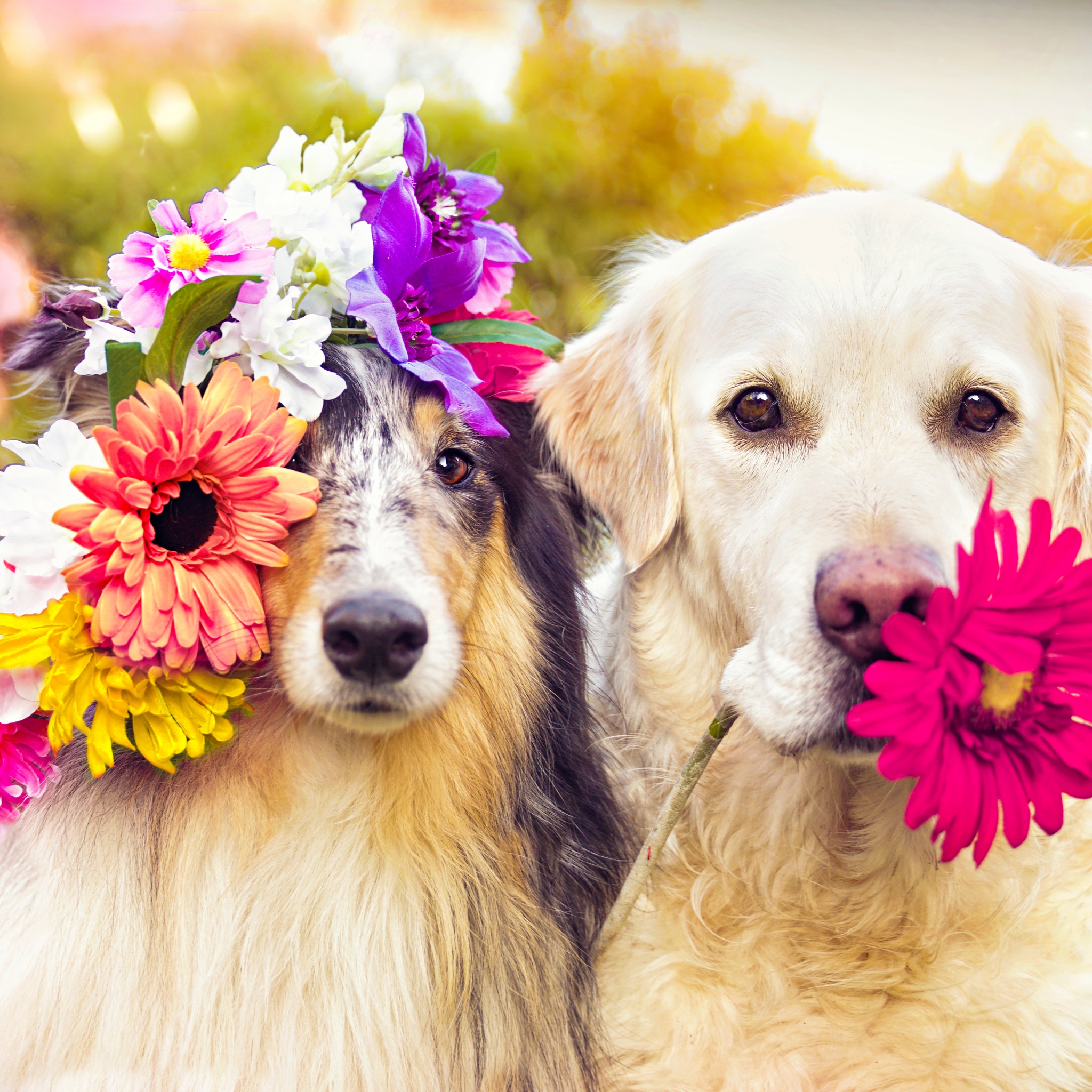 Beautiful Flowery Dogs jigsaw puzzle by Gotiva
