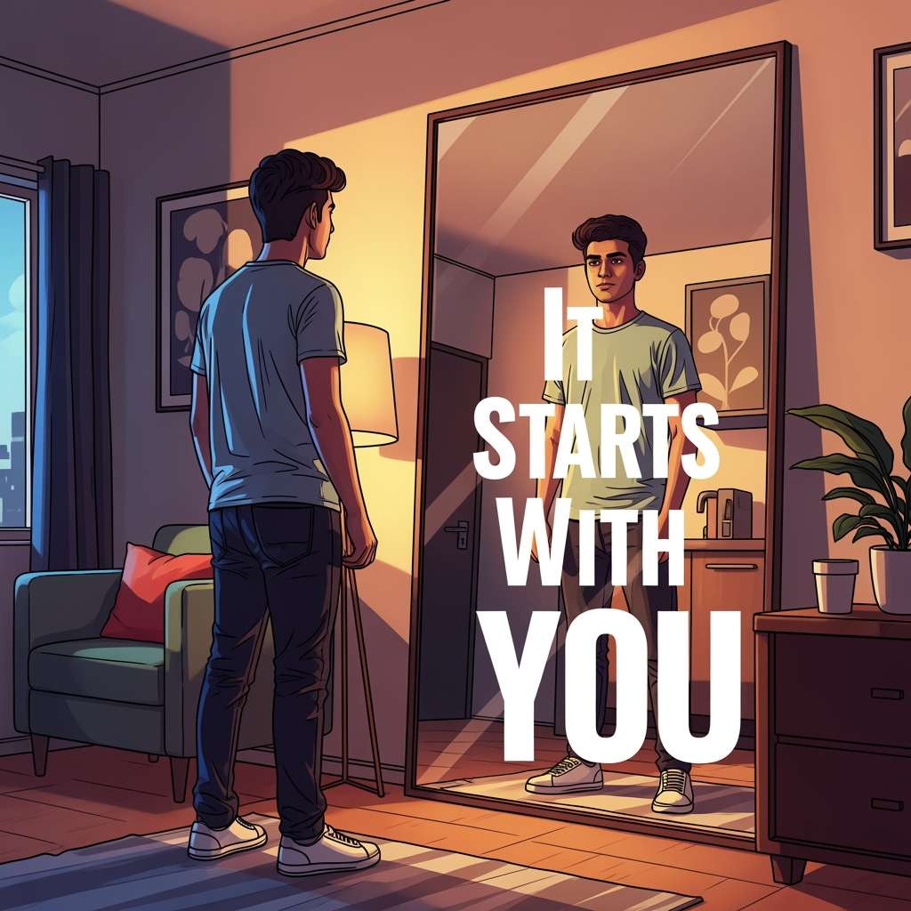 Indian man reflecting on self-growth for attracting the right partner