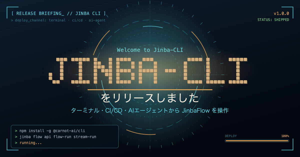 Jinba CLI リリースのご報告 ― JinbaFlow をターミナルと AI エージェントから操作できるようになりました