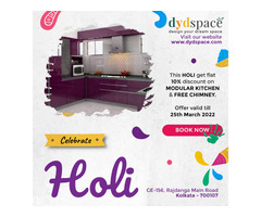 This HOLI get FLAT 10% discount on MODULAR KITCHEN & FREE CHIMNEY