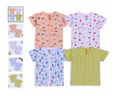 Baby Boys & Girls Pack of 4 Half Sleeve Jhabla | 100% Cotton | Soft & Skin-Friendly Wear