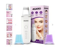 Ultrasonic Facial Skin Scrubber – Blackhead Remover & Pore Cleaner with 4 Modes (White)