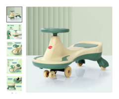 Sunny Swing Magic Car for Kids 3+ | Durable Push Ride-On | Beige & Green