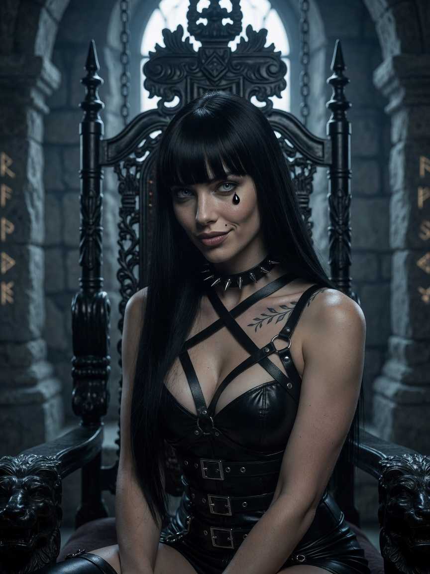 Seraphine-Onyx, a fictional bdsm AI girlfriend on Jizzy