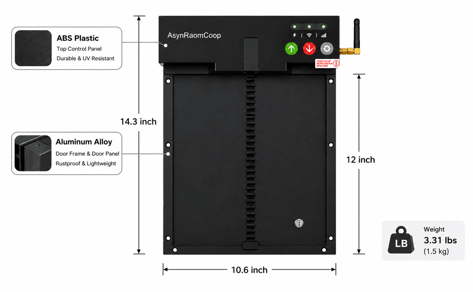 R2 automatic chicken coop door weight 3.3lbs R2 automatic chicken coop door weight 3.3lbs