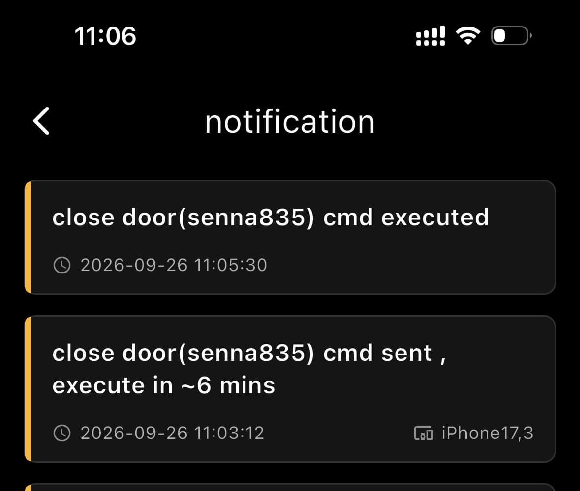 Coop door command executed in advance example