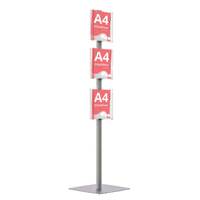 Stand broșuri demontabil, JJ DISPLAYS, simplă față, prevăzut cu 3 buzunare format A4 (210x297mm)