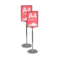 Stand reglabil telescopic (320-620mm), cu rama plastic roșie, format A4 (210x297mm), 2buc/set