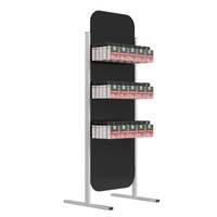 Stand cu cârlige pentru expunere produse cu ambalaj blister.