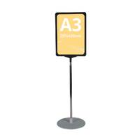 Stand reglabil telescopic (1050-1900 mm) cu rama plastic A3(297x420mm), Negru