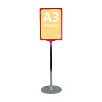 Stand reglabil telescopic (1050-1900 mm) cu rama plastic A3(297x420mm), Roșu