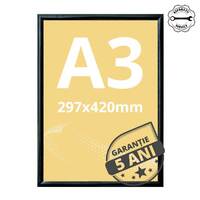 Ramă click din aluminiu, anodizat negru. A3 (297 x 420 mm), JJ DISPLAYS