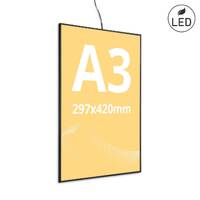 Caseta luminoasa ultra slim SLIDE-IN cu led, pentru interior, simpla fata, neagra, format print A3, JJ DISPLAYS, 297 x 420 mm, simplă față