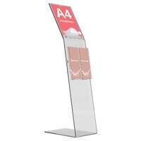 Suport afisaj plexiglas de podea cu buzunar pentru pliante 100x210 mm, Landscape