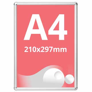 Ramă click Poster Frame din aluminiu 25, colțuri rotunde A4, JJ DISPLAYS, 210 x 297 mm