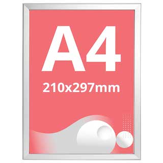 Ramă click Poster Frame din aluminiu 32, colțuri drepte A4, JJ DISPLAYS, 210 x 297 mm
