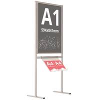 Info Board A1, JJ DISPLAYS, 594 x 841 mm, simplă față, cu un raft