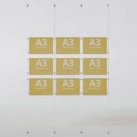 Sistem afișaj pe Cablu cu display-uri din plexiglas pentru postere A3 (297X420mm), LANDSCAPE