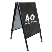 People Stopper negru, cu tablă școlară, de scris cu creta A0, JJ DISPLAYS, 841 x 1189 mm