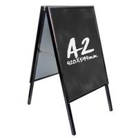 People Stopper negru, cu tablă școlară, de scris cu creta A2, JJ DISPLAYS, 420 x 594 mm