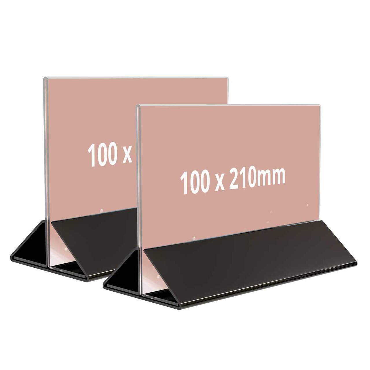 Insert Menu Card Holder cu bază din plexiglas negru 100x210 mm, Landscape, 2 buc/set