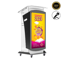 Pupitru Digital Dr. LECTERN, pentru conferințe, din plexiglas transparent, cu televizor, JJ DISPLAYS